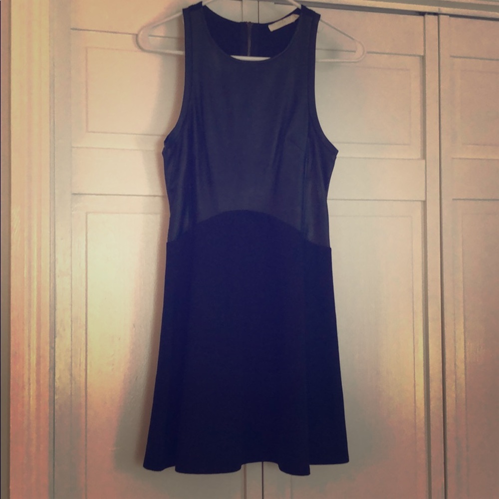 LUSH Leather top fit and flare dress
